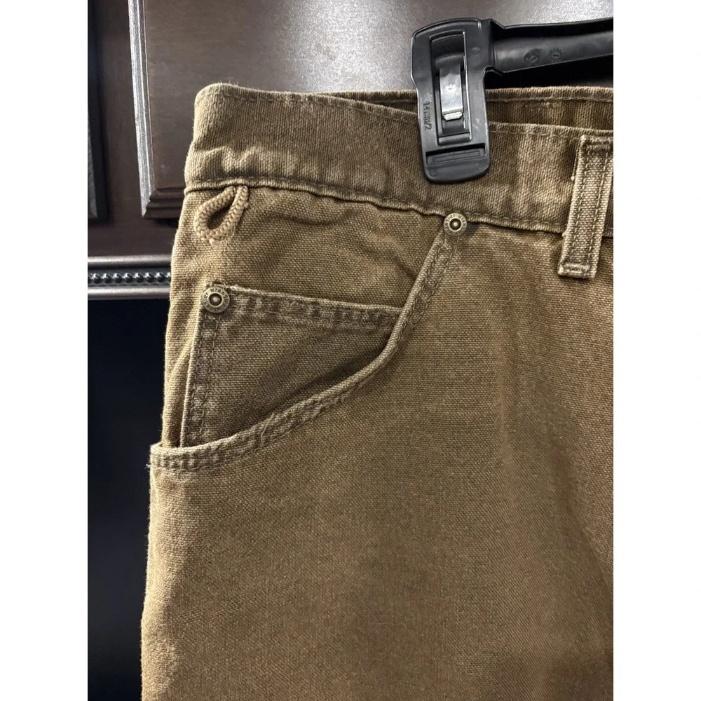Wrangler Rugged Wear Insulated Canvas Work Pants Brown Men's 42x30 Fleece Lined